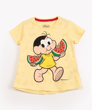 blusa infantil de malha Magali manga curta amarela