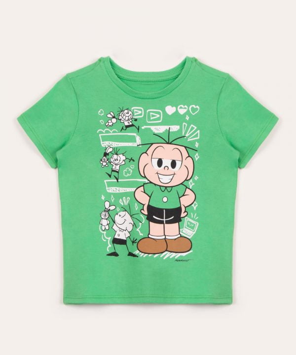 camiseta infantil manga curta cebolinha verde