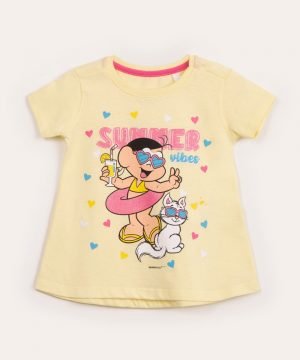 camiseta infantil manga curta magali summer vibes amarelo