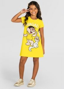 Vestido Infantil Menina Turma da Mônica Amarelo