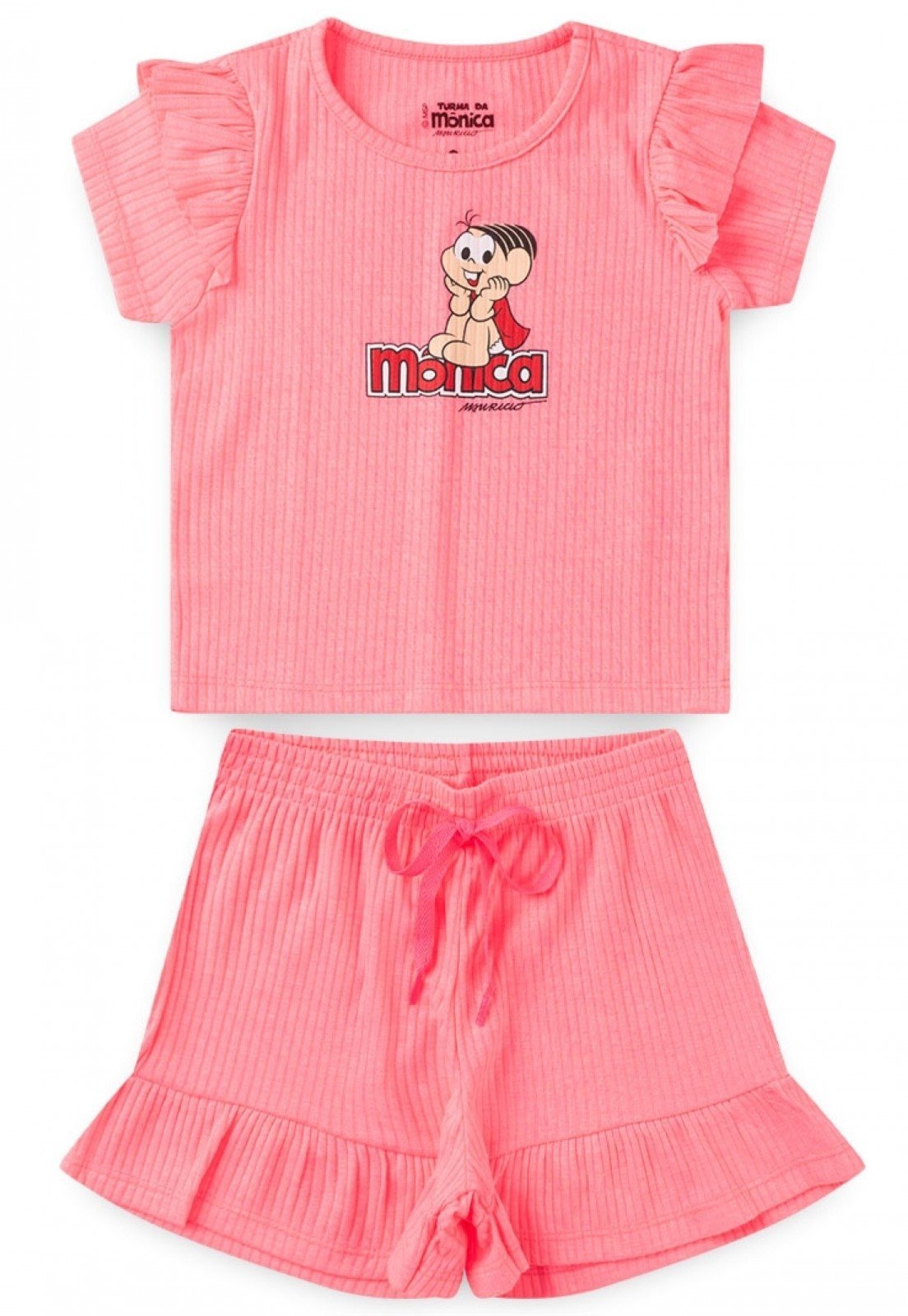 Infantil Conjunto Feminino Rosa Neon Turma Da Mônica Loja Temática De Produtos Da Turma Da 1363