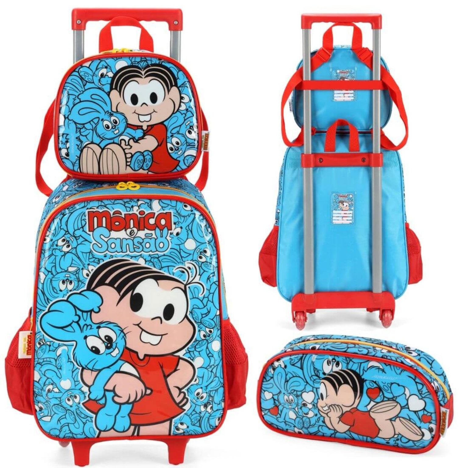 Infantil Mochila Rodinhas Mônica Com Lancheira E Estojo Azul Loja Temática De Produtos Da 3122