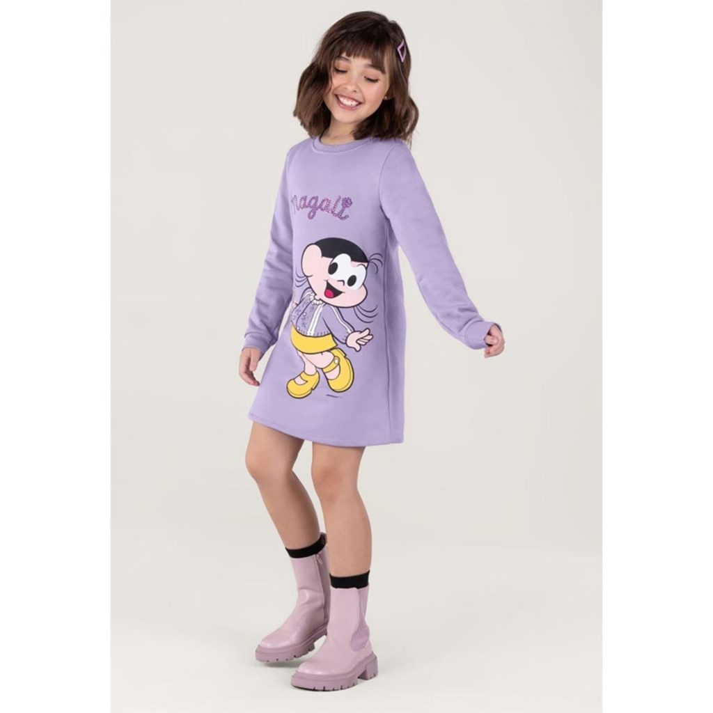 Infantil Vestido Moletom Turma Da Mônica Menina Lilás Incolor Loja Temática De Produtos Da 5250