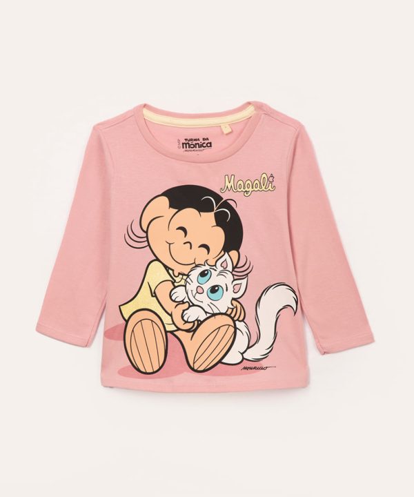 blusa de algodão infantil magali rosa