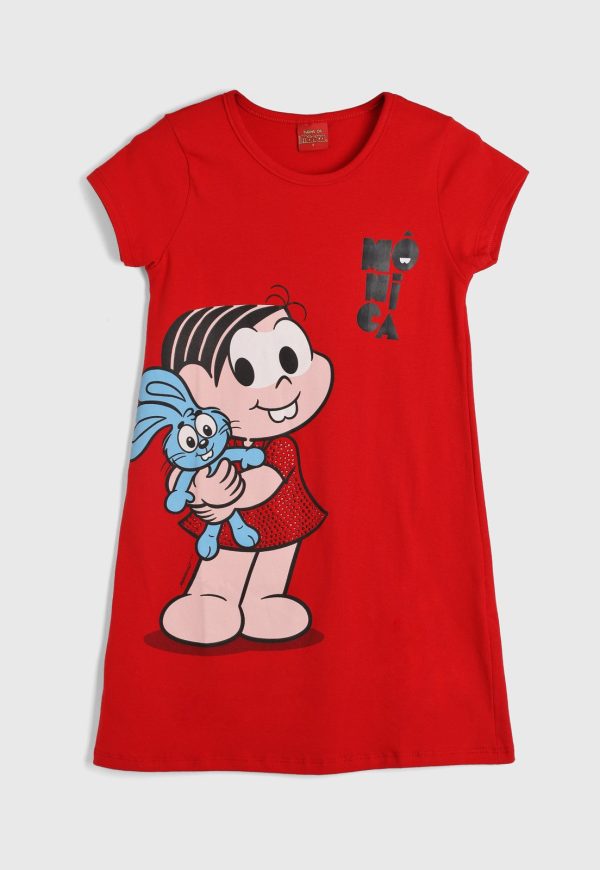 Infantil - Vestido Brandili Turma Da Mônica Vermelho