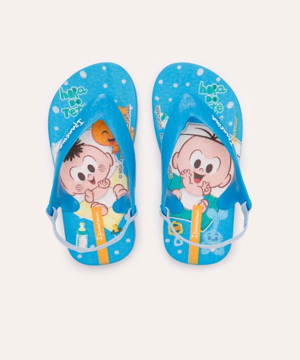 chinelo infantil cascão e cebolinha turma da mônica ipanema azul