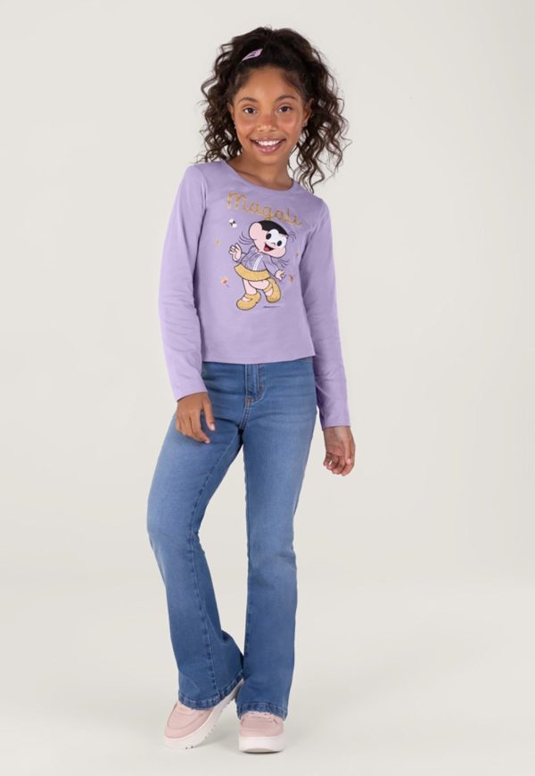 Infantil - Blusa Turma Da Mônica Em Malha Menina Lilás