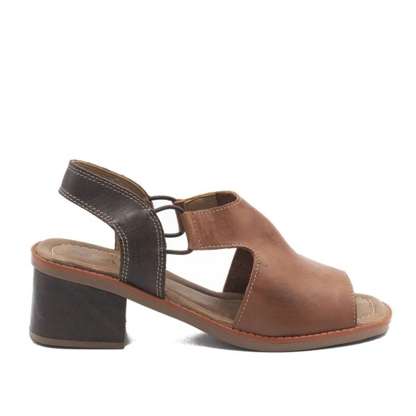 Sandália Zatta Retro Peeptoe Couro Magali Marrom